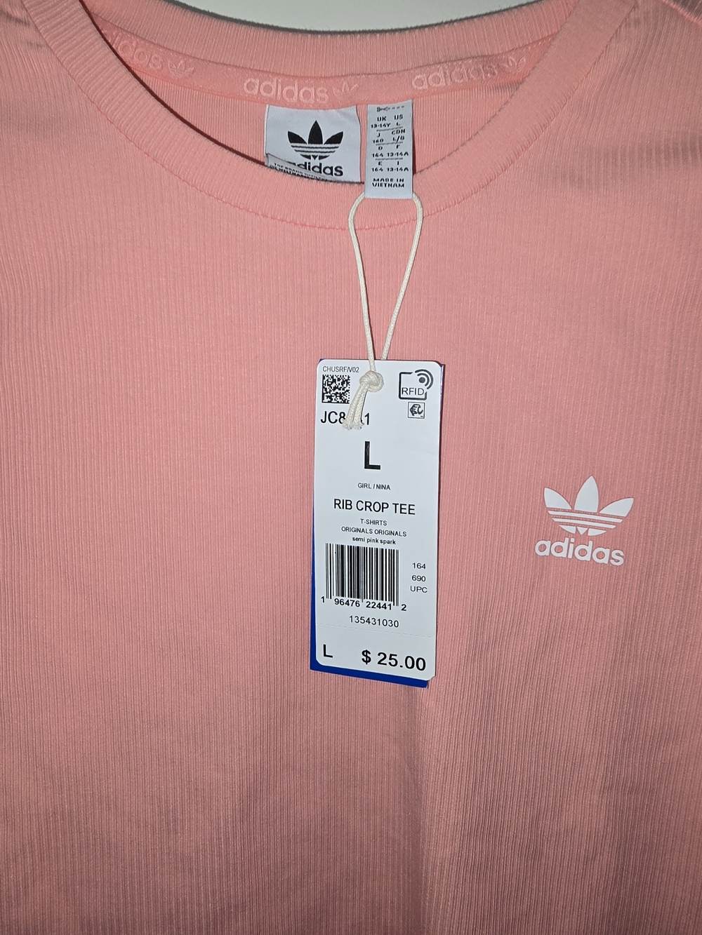 Adidas Ribbed Pink Cropped Tee & Flare Pant Set - Picture 2 of 4